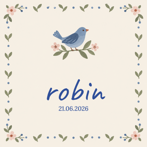 Vrij vogeltje - voorbeeld met naam en geboortedatum